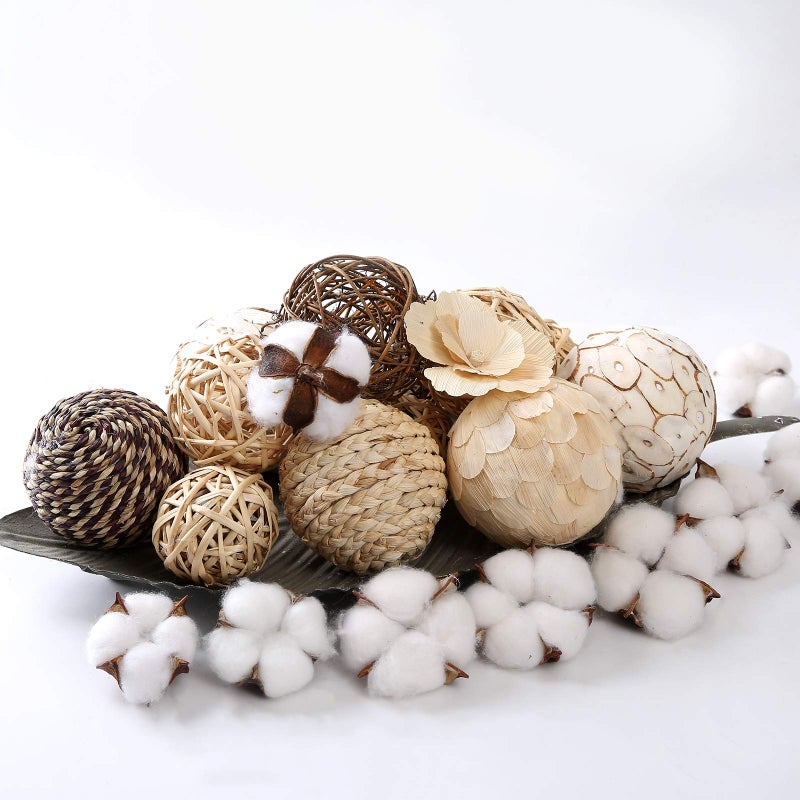 CIR OASES Decorative Balls Assorted Spherical Rattan Twigs Wicker Balls Cotton for Bowl and Vase Filler Balls Spheres Orbs Filler Centerpiece Home Decor - Image 5
